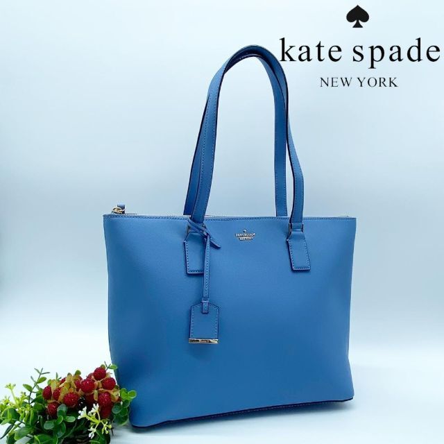 品多く - york new spade kate 綺麗　kate トートバッグ　ブルー　2WAY  ケイトスペード  spade トートバッグ