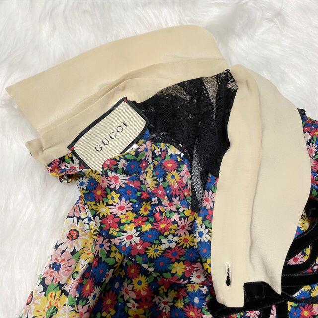 Gucci - 本物 グッチ フリルレース 切替 リボン付 花柄 フラワー 長袖