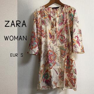 ザラ(ZARA)の∔ aru様専用ZARA BASIC 花柄チュニックワンピシャツ EUR S ∔(チュニック)