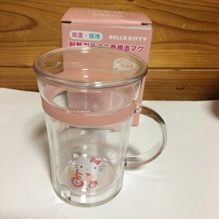 ハローキティ(ハローキティ)の《レトロ》ハローキティ  耐熱ガラス二重構造マグカップ(フタ付き)(グラス/カップ)