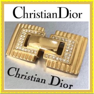 クリスチャンディオール(Christian Dior)のクリスチャンディオール ブローチ　ゴールド　ラインストーン入り(ブローチ/コサージュ)