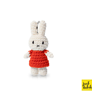 ミッフィー(miffy)の【ミッフィーあみぐるみキーホルダー】赤レッド12cm ジャストダッチオランダ太陽(キーホルダー)