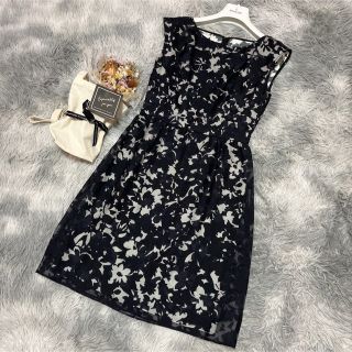 アナイ(ANAYI)の【美品】アナイ ANAYI ワンピース 花柄 ネイビー 36 S レース(ひざ丈ワンピース)