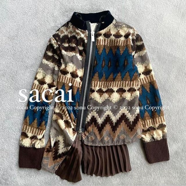 2020AW sacai サカイ ノルディック オパール プリーツ ブラウス 1-