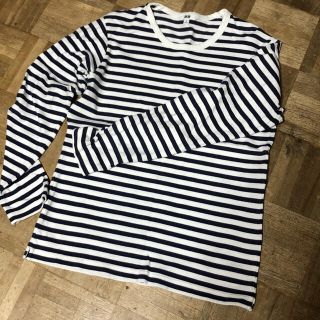 ユニクロ(UNIQLO)のユニクロ　ロングTシャツ　メンズ　Mサイズ　ボーダー(Tシャツ/カットソー(七分/長袖))