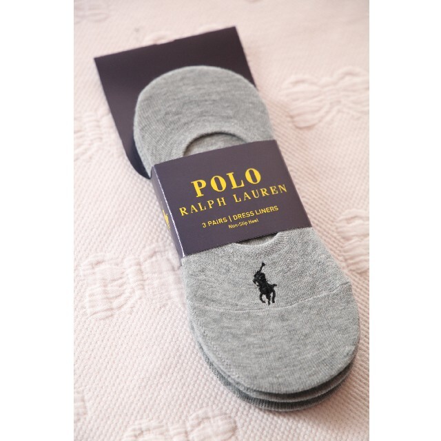 POLO RALPH LAUREN(ポロラルフローレン)のPOLOラルフローレンのレディースのフットカバー3足セット【新品】グレー レディースのレッグウェア(ソックス)の商品写真