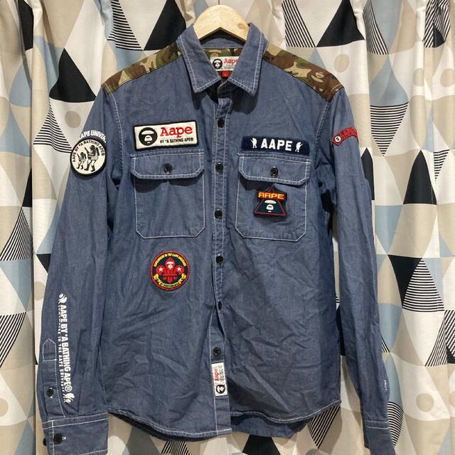 A BATHING APE - 激レア A BATHING APE デニムシャツ ワッペン 迷彩