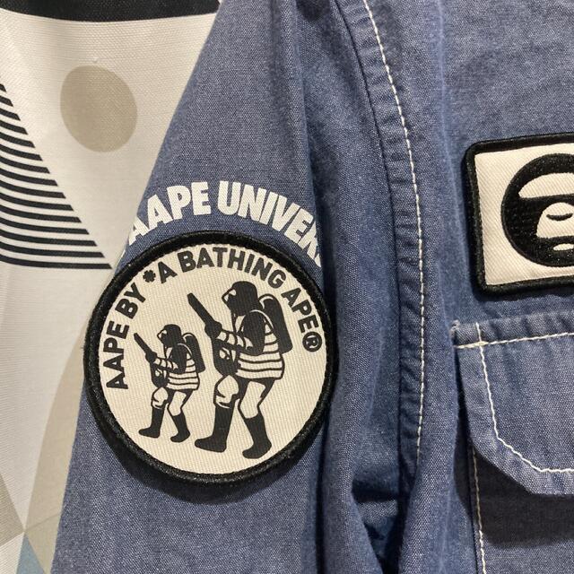 激レア A BATHING APE デニムシャツ ワッペン 迷彩アレンジ