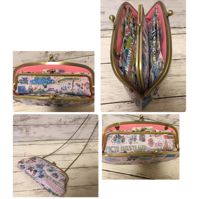 【sale】ディズニー紙袋柄 親子がま口お財布ショルダー ミニがま口付き????
