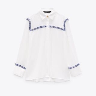 ザラ(ZARA)の【新品タグ付き】ZARA コントラストテクスチャー シャツ(シャツ/ブラウス(長袖/七分))