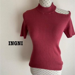 イング(INGNI)のINGNI 肩あき ワンショル トップス シンプル 着回し レッド(カットソー(半袖/袖なし))