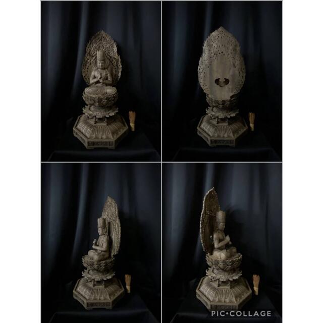 高62cm 井波彫刻 一刀彫り　時代彫刻　仏教工芸品　香樟材　大日如来座像