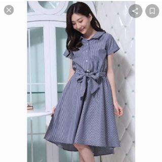 ウィルセレクション(WILLSELECTION)のPATTERN fiona   バックレースアップシャツワンピース 美品☆(ひざ丈ワンピース)