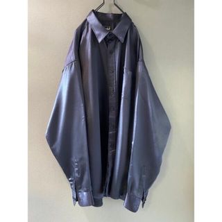 古着 ビンテージ 80s テロテロ 長袖 シャツ 厚手 光沢 ブラック 古着 ビンテージ 80s テロテロ 長袖 シャツ 厚手 光沢 ブラック