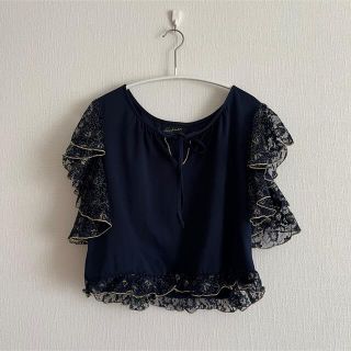 サンタモニカ(Santa Monica)の【美品】vintage 古着 ラメレース フリル ブラウス(シャツ/ブラウス(半袖/袖なし))