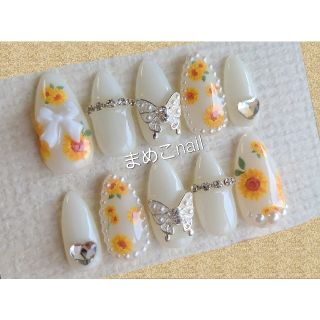 ひまわり×量産型ジェルネイルチップ