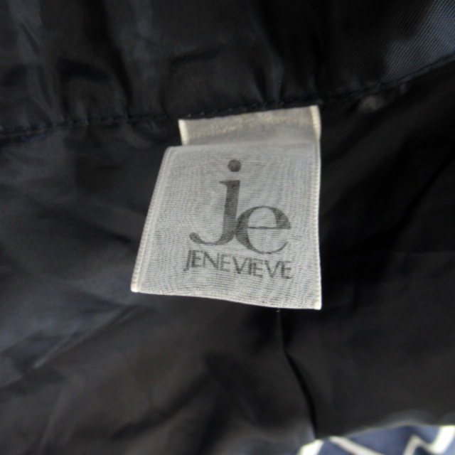 JENEVIEVE(ジュネヴィエーブ)のジュヌヴィエーヴ フレアスカート ギャザースカート ウインドウペン柄 1 紺 白 レディースのスカート(ひざ丈スカート)の商品写真
