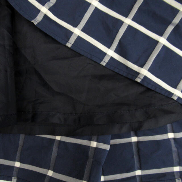 JENEVIEVE(ジュネヴィエーブ)のジュヌヴィエーヴ フレアスカート ギャザースカート ウインドウペン柄 1 紺 白 レディースのスカート(ひざ丈スカート)の商品写真