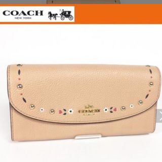 コーチ(COACH)の未使用　COACH フローラル　ツーリング　ペブルドレザー　スリム　エンベロープ(財布)