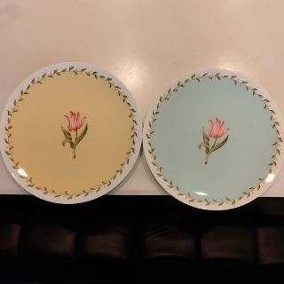 ティファニー(Tiffany & Co.)の【未使用】Tiffanyティファニーピンクチューリップペア皿イエロー&ブルー(食器)