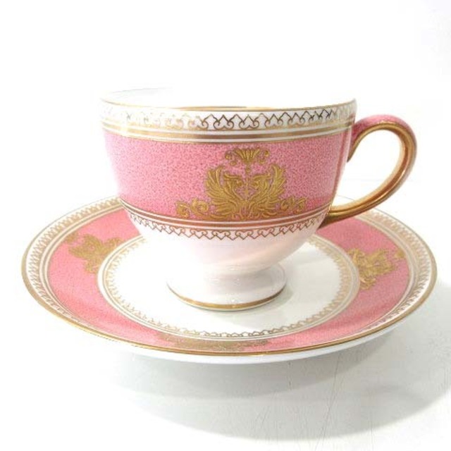 WEDGWOOD(ウェッジウッド)のウェッジウッド コーヒー カップ&ソーサー コロンビア ボーンチャイナ ピンク エンタメ/ホビーの美術品/アンティーク(陶芸)の商品写真