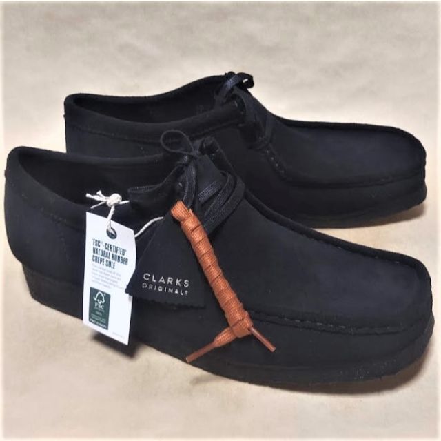 クラークスワラビーロー黒 CLARKS WALLABEE-LO UK7.0新着！