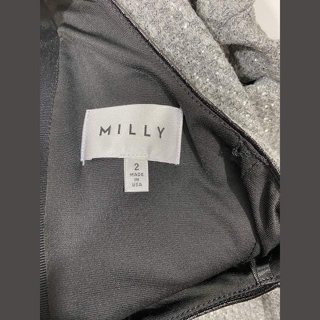 Milly(ミリー)のミリー ジャガード総柄 ノースリーブ ドレス ワンピース ハーフ丈 グレー レディースのワンピース(ひざ丈ワンピース)の商品写真