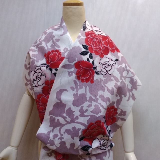 浴衣 お仕立て付き yu1198s レトロ レディース NICOLE ニコル 白地薔薇