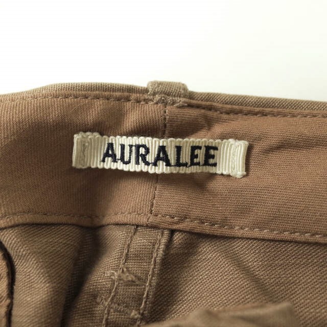 AURALEE オーラリー 21AW 日本製 WASHED FINX BUGGY SATIN WIDE PANTS ウォッシュドフィンクスバギーサテンワイドパンツ A21AP01FB 4 LIGHT BROWN ジップフライ テーパード ボトムス【AURALEE】 2