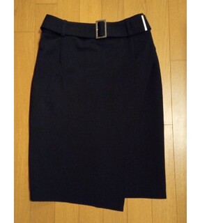 ミッシェルクラン(MICHEL KLEIN)のタイトスカート　巻きスカート　黒　いい女スカート(ひざ丈スカート)