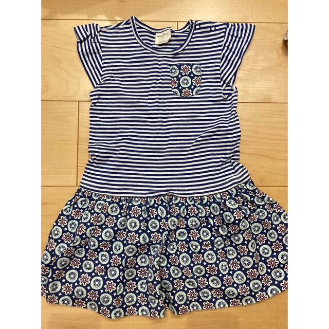 95㎝　ボーダー花柄ワンピース キッズ/ベビー/マタニティのキッズ服女の子用(90cm~)(ワンピース)の商品写真