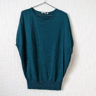 ユニクロ(UNIQLO)のユニクロ 薄手ニット ドルマンカットソー（青緑）(カットソー(半袖/袖なし))