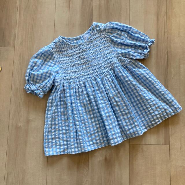 ZARA KIDS(ザラキッズ)のザラベビー　ザラキッズ　ギンガムチェックブラウス　110センチ キッズ/ベビー/マタニティのキッズ服女の子用(90cm~)(ブラウス)の商品写真