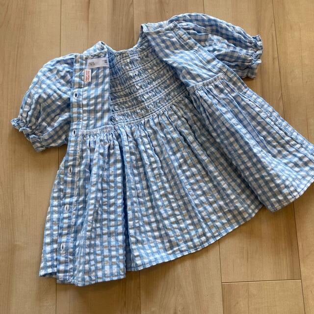 ZARA KIDS(ザラキッズ)のザラベビー　ザラキッズ　ギンガムチェックブラウス　110センチ キッズ/ベビー/マタニティのキッズ服女の子用(90cm~)(ブラウス)の商品写真