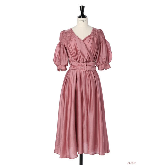 Herlipto Airy Volume Sleeve Dress rose M