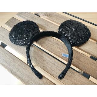 Disney - ディズニー カチューシャ ミッキーマウス スパンコール ブラック 黒 ミッキー