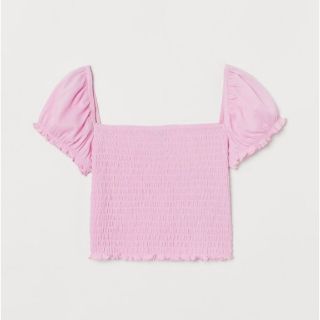 エイチアンドエム(H&M)のH&M シャーリング クロップド クロップド丈 トップス パフスリーブ XS(Tシャツ(半袖/袖なし))