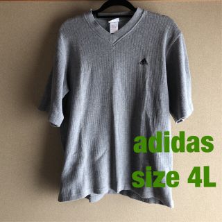 アディダス(adidas)のadidas Tシャツ　4L  グレー　ワンポイント　大きめ　Ｖネック　夏(Tシャツ/カットソー(半袖/袖なし))