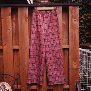 グリモワール(Grimoire)の70's Vintage Poly jersey plaid pants(カジュアルパンツ)