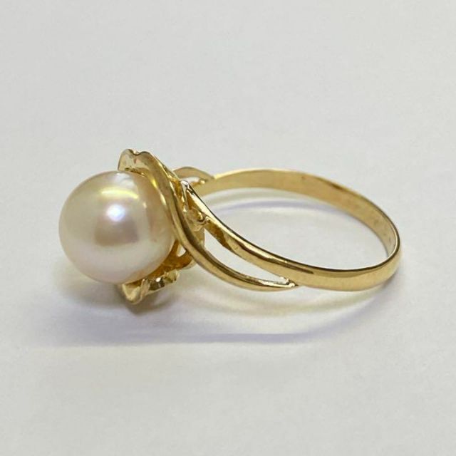 K18イエローゴールド あこや真珠リング 7.5mm サイズ9号 2.1g-
