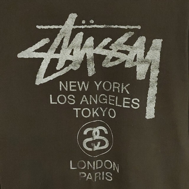 STUSSY - WORLD TOURかすれ長袖TシャツM黒BLACK灰色STUSSY大都市 STUSSY - WORLD TOURかすれ長袖TシャツM黒BLACK灰色STUSSY大都市