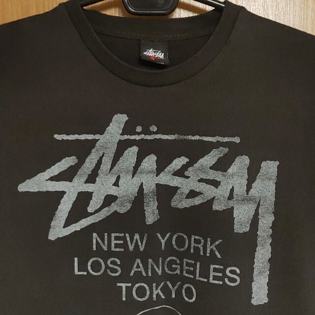 STUSSY - WORLD TOURかすれ長袖TシャツM黒BLACK灰色STUSSY大都市ロンＴの通販 by ゆう｜ステューシーならラクマ