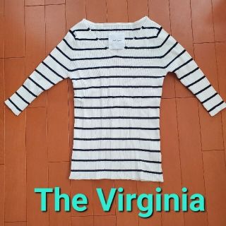 ザヴァージニア(The Virgnia)のThe Virginia リブ サマーニット ボーダー Vネック五分袖(カットソー(半袖/袖なし))