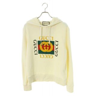 グッチ(Gucci)のグッチ ヴィンテージ加工オールドロゴプリントプルオーバーパーカー XS(パーカー)