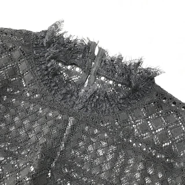 nano・universe(ナノユニバース)のNANO UNIVERSE  ハイネックレースブラウス  幾何学模様ブラック レディースのトップス(シャツ/ブラウス(長袖/七分))の商品写真