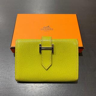 エルメス(Hermes)の極美　エルメス ベアンミニ カードケース シェーブル 　グリーン　□G　箱付き(名刺入れ/定期入れ)