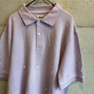 ステューシー(STUSSY)の【希少】old stussy スカル刺繍総柄ポロシャツ(ポロシャツ)