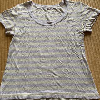 ユニクロ(UNIQLO)のアースカラー　ベージュ×パープル　ボーダー　Tシャツ(Tシャツ(半袖/袖なし))