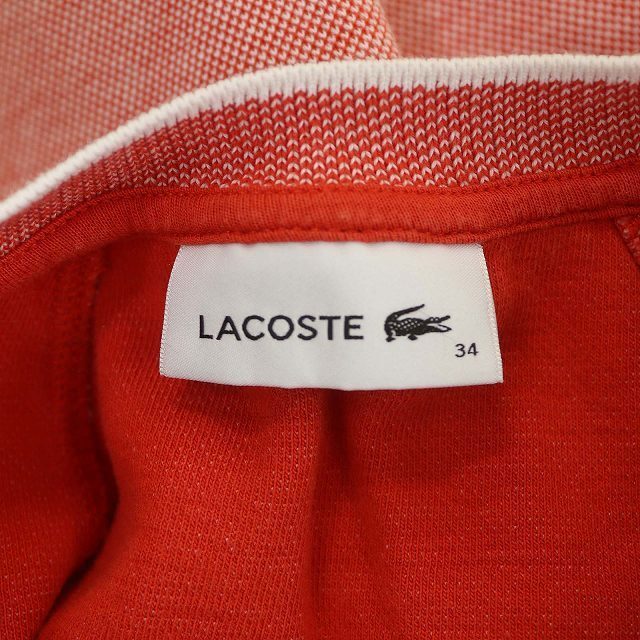 LACOSTE(ラコステ)のラコステ ワンポイントカットソートレーナー プルオーバー 長袖 オレンジ 白 レディースのトップス(カットソー(長袖/七分))の商品写真