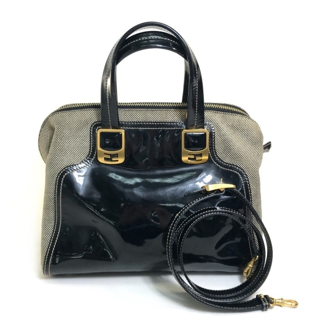 fendi フェンディ　ハンドバッグ　カメレオン　レザー　FF金具